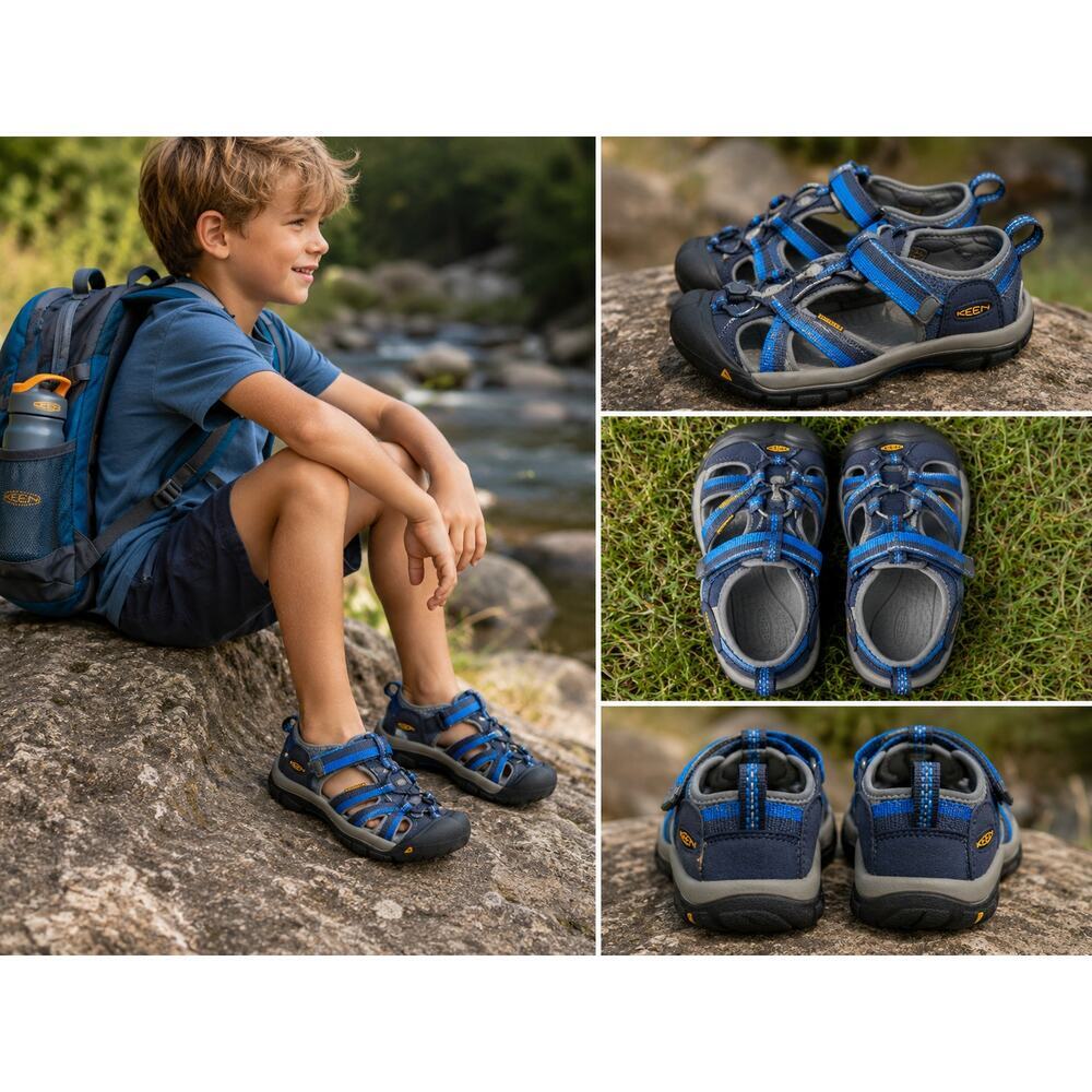 Kids KEEN Newport H2 Water Sandals Blue Gray Youth Size 3 Outdoor Shoes